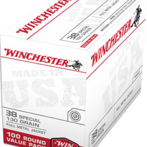 Winchester Ammo USA38SPVP USA Value Pack 38 Special 130 gr Full Metal Jacket 100 Per Box/ 5 Case