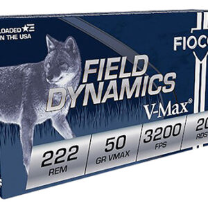Fiocchi 222HVA Field Dynamics  222 Rem 50 gr Hornady V Max 20 Per Box/ 10 Case