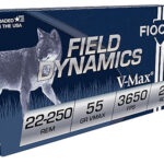 63049 Fiocchi 22250HVD Field Dynamics 22-250 Rem 55 gr Hornady V Max 20 Per Box/ 10 Case