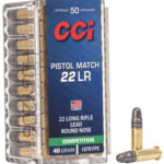 63208 CCI 0051 Pistol Match Competition 22 LR 40 gr Lead Round Nose 50 Per Box/ 100 Case