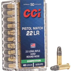 CCI 0051 Pistol Match Competition 22 LR 40 gr Lead Round Nose 50 Per Box/ 100 Case