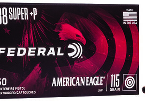 Federal AE38S3 American Eagle Handgun 38 Super +P 115 gr Jacketed Hollow Point 50 Per Box/ 20 Case