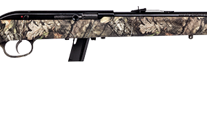 Savage 64 .22 LR rifle with Next G1 camo synthetic stock and blued carbon-steel barrel