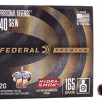 67157 Federal P40HS3 Premium Personal Defense 40 S&W 165 gr Hydra-Shok Jacketed Hollow Point 20 Per Box/ 25 Case