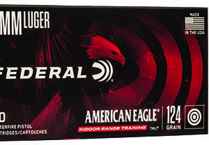 Federal AE9N1 American Eagle Indoor Range Training 9mm Luger 124 gr Total Metal Jacket 50 Per Box/ 20 Case