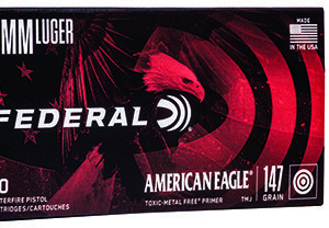 Federal AE9N2 American Eagle Indoor Range Training 9mm Luger 147 gr Total Metal Jacket 50 Per Box/ 20 Case