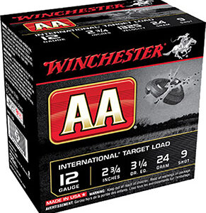 Winchester Ammo AANL129 AA International Target 12 Gauge 2.75" 24 gram 9 Shot 25 Per Box/ 10 Case
