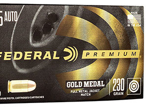 Federal GM45A Premium Gold Medal 45 ACP 230 gr Full Metal Jacket 50 Per Box/ 20 Case