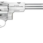 70253 Ruger 5502 Super Redhawk 44 Rem Mag/44 Special 6rd 9.50" Satin Stainless w/Integral Mount Barrel, Satin Stainless Cylinder & Frame, Black Hogue Finger Groove Tamer Monogrip, Transfer Bar Safety