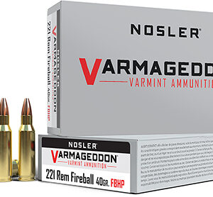 Nosler 65120 Varmageddon  221 Rem Fireball 40 gr Flat Base Hollow Point 20 Per Box/ 20 Case