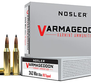 Nosler 65165 Varmageddon  243 Win 55 gr Flat Base Tipped 20 Per Box/ 10 Cs