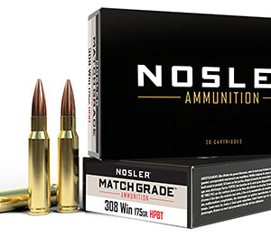 Nosler 60072 Match Grade  308 Win 175 gr Custom Competition Hollow Point Boat Tail 20 Per Box/ 10 Case