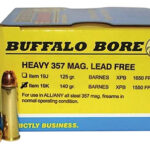 82098 Buffalo Bore Ammunition 19K20 Buffalo-Barnes Strictly Business 357 Mag 140 gr Barnes VOR TX XPB Lead Free 20 Per Box/ 12 Case