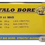 82114 Buffalo Bore Ammunition 16A20 Heavy Strictly Business 41 Rem Mag 265 gr Hard Cast Lead 20 Per Box/ 12 Case