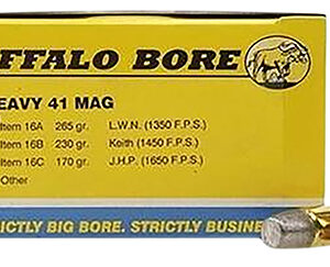 Buffalo Bore Ammunition 16A20 Heavy Strictly Business 41 Rem Mag 265 gr Hard Cast Lead 20 Per Box/ 12 Case