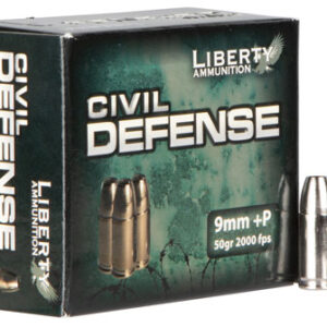 Liberty Ammunition LACD9014 Civil Defense  9mm Luger +P 50 gr Lead Free Fragmenting Hollow Point 20 Per Box/ 50 Case
