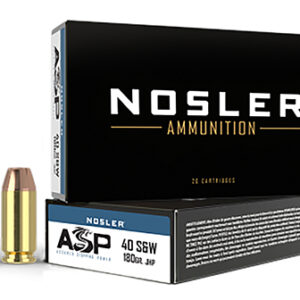 Nosler 51212 Assured Stopping Power Handgun 40 S&W 180 gr Jacket Hollow Point 50 Per Box/ 10 Case