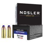 88262 Nosler 37151 Defense Handgun 9mm Luger +P 124 gr Bonded Performance Tipped 20 Per Box/ 10 Case