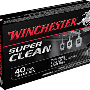 Winchester Ammo W40SWLF Super Clean  40 S&W 120 gr Lead Free Full Metal Jacket 50 Per Box/ 10 Case