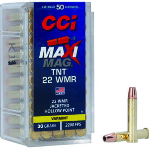 CCI 0063 Maxi-Mag TNT 22 WMR 30 gr TNT Jacketed Hollow Point 50 Per Box/ 40 Case