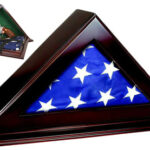 98494 Peace Keeper PFC Patriot Flag Case Key Entry Mahogany Stain Wood Holds 1 Handgun 22" W x 4.25" D x 11.50" H