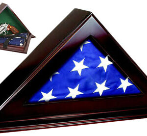 Peace Keeper PFC Patriot Flag Case  Key Entry Mahogany Stain Wood Holds 1 Handgun 22" W x 4.25" D x 11.50" H
