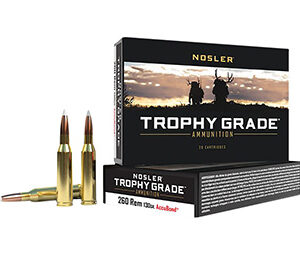 Nosler 60024 Trophy Grade  260 Rem 130 gr Nosler AccuBond 20 Per Box/ 10 Case
