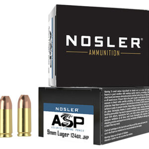 Nosler 51286 Assured Stopping Power Handgun 9mm Luger 124 gr Jacket Hollow Point 20 Per Box/ 20 Case