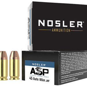 Nosler 51278 Assured Stopping Power Handgun 45 ACP 185 gr Jacket Hollow Point 20 Per Box/ 20 Case