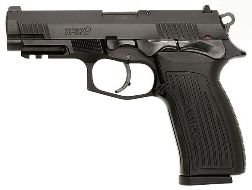 Bersa TPR9 9mm pistol with 4.25 inch barrel and textured black polymer grip