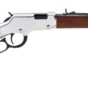 Henry Silver Boy .22 LR lever-action rifle with blued octagon barrel and walnut stock, nickel receiver
