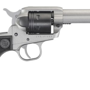 Ruger Wrangler .22 LR 4.62 inch Silver Cerakote revolver with checkered synthetic grips