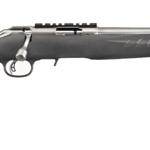 Ruger American Rimfire LRT .22 LR rifle with 18 inch threaded stainless barrel and black synthetic stock