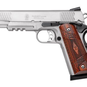 Smith & Wesson SW1911TA .45 ACP 5 inch stainless E-Series pistol with laminate wood grips