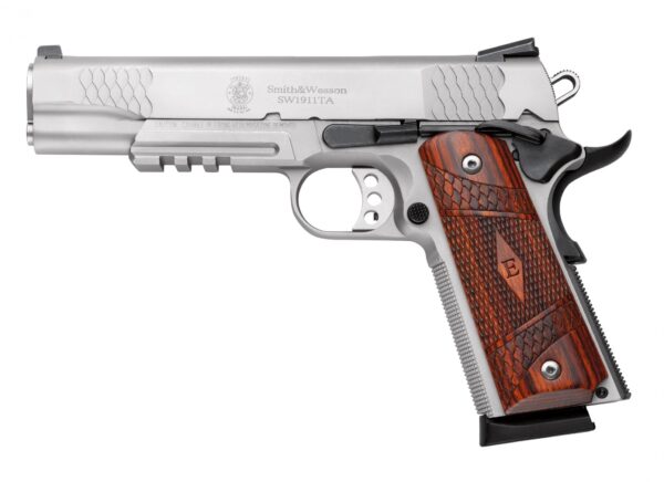 SM108411 SMITH AND WESSON SW1911TA 45A 5" SS/WD NS E-SER