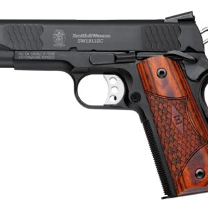 Smith & Wesson SW1911SC .45 ACP 4.25 inch pistol black scandium frame wooden laminate grips