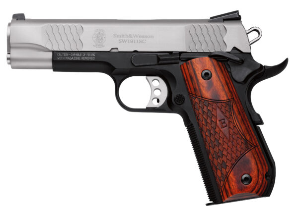 SM108485 SMITH AND WESSON SW1911SC 45A 4.25" SS NS E-SER