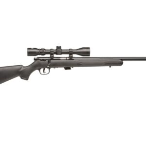 Savage Mark II FVXP .22 LR rifle side view with 21-inch barrel and black synthetic stock