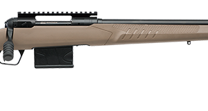 Savage 110 Tactical Desert rifle with flat dark earth synthetic stock and 24-inch matte black threaded barrel