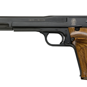 Smith & Wesson Model 41 .22 LR target pistol with 7-inch blued barrel and wood target grip