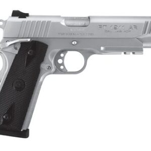 Taurus 1911 .45 ACP 5-inch matte stainless pistol with Picatinny rail and black checkered grips