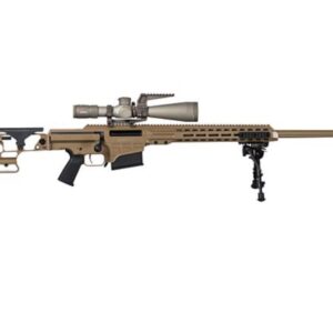 Barrett MK22 MOD0 .300 Norma Magnum rifle with coyote brown finish and side folding stock