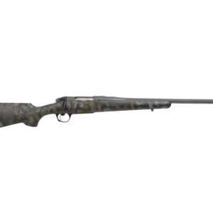 Bergara Canyon 6.5mm Creedmoor 20-inch threaded bolt-action rifle in tactical gray with carbon fiber Swamper Rogue camo stock