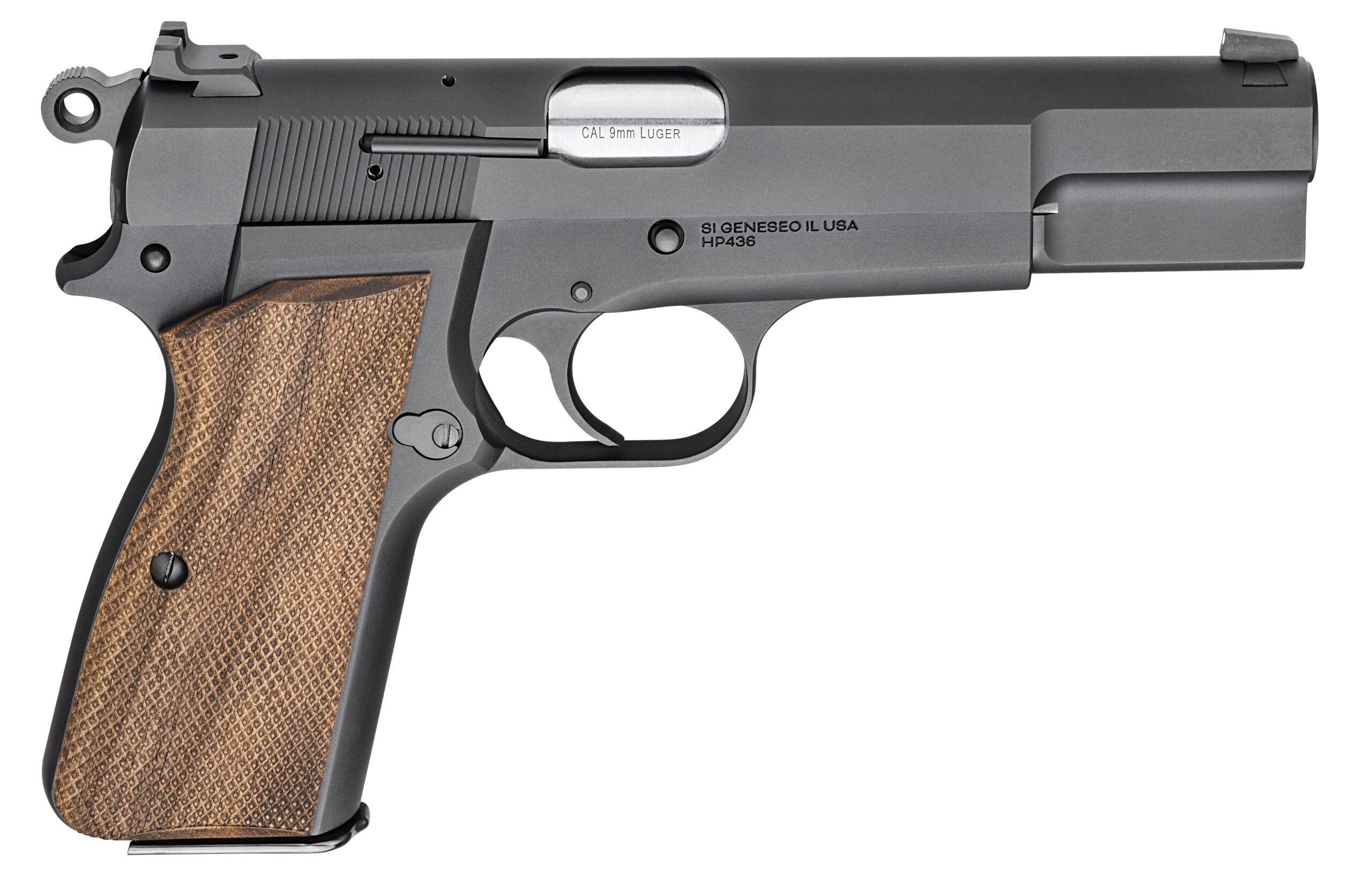 Springfield Armory SA-35 9mm pistol with checkered walnut grips