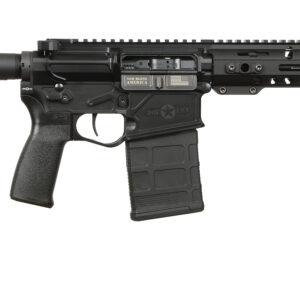Patriot Ordnance Factory Rogue .308 Win rifle side view, black finish, 13.75 inch barrel