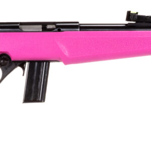 Rossi RB22 compact .22 LR bolt-action rifle with pink Monte Carlo synthetic stock and matte black metal