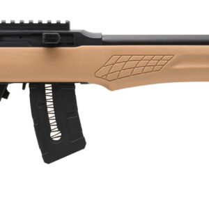 Rossi RS22 .22 WMR semi-auto rifle with tan Monte Carlo synthetic stock and matte black barrel