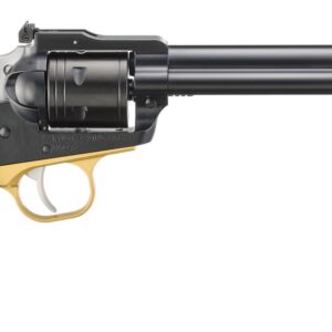 Ruger Super Wrangler single-action revolver midnight blue Cerakote with brass frame and wood grips, 6-shot, includes two cyli