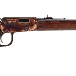 Heritage Settler .22 LR lever-action rifle with 20-inch barrel, case-hardened receiver, and wood stock