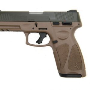 Taurus G3 9mm pistol with OD green slide and coyote brown polymer frame, 4-inch barrel